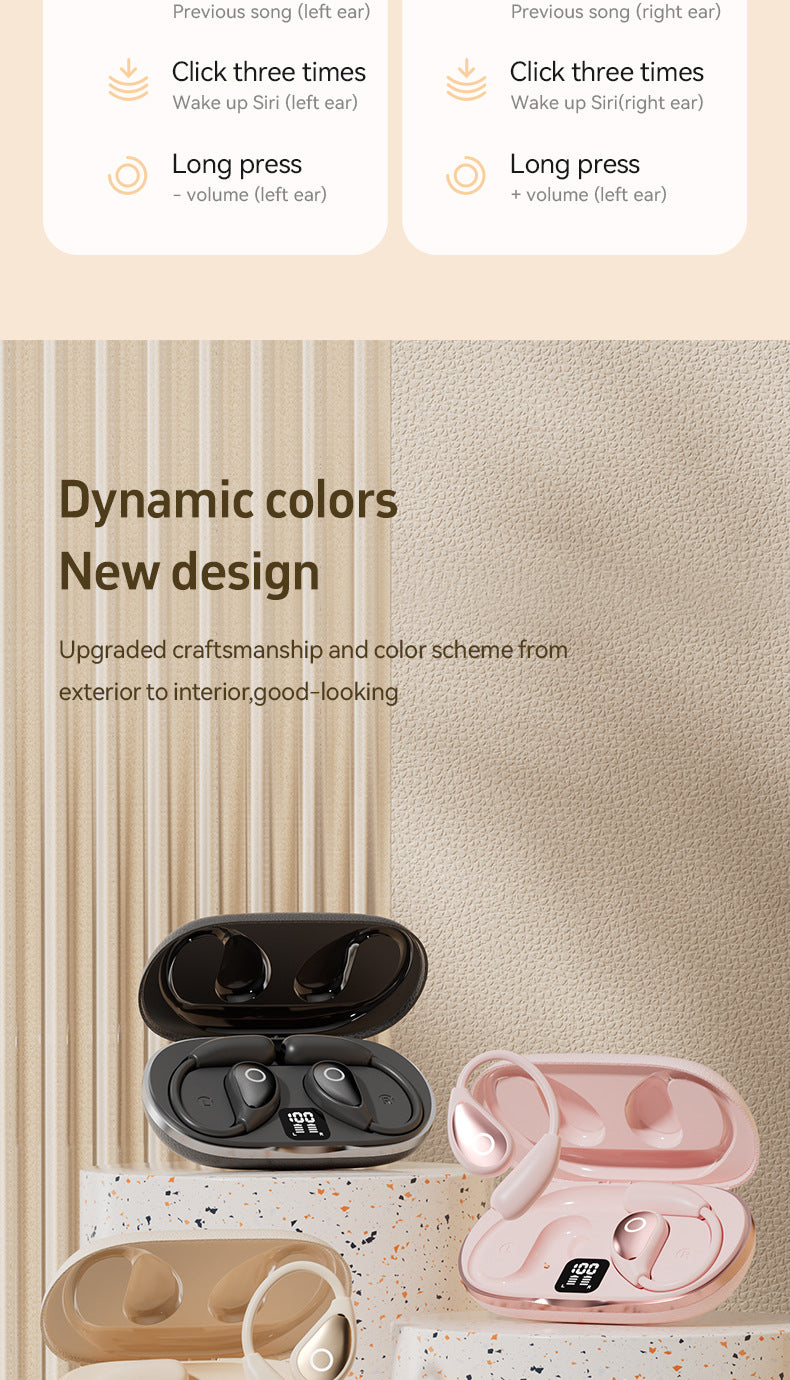 Popular M96Leather Texture Ear-Hook Bluetooth Earphones Ultra-Long Battery Life High-Value Private Model Wireless Bluetooth Earphones