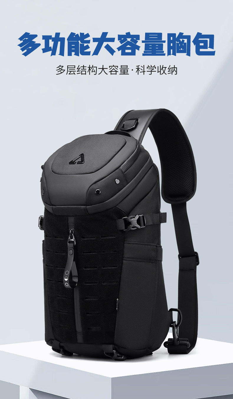 OZUKO Men's Tactical Chest Bag High-end Trendy Crossbody Bag Outdoor Waterproof Portable Single Shoulder Small Backpack for Men