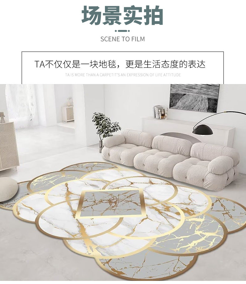 Crystal Velvet Carpet Full Coverage Living Room Non-Slip Coffee Table Rug Chinese Classical Home Bedroom Bedside Rug One Piece Dropshipping