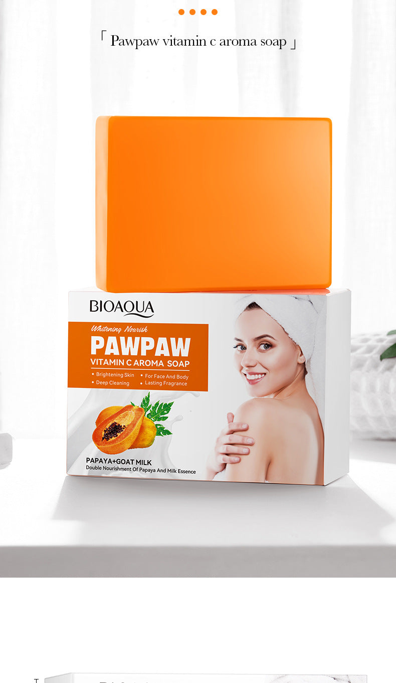 Papaya Handmade Soap100g BIOAOUA Vitamin C Cleansing and Bath Soap Cross-Border Wholesale