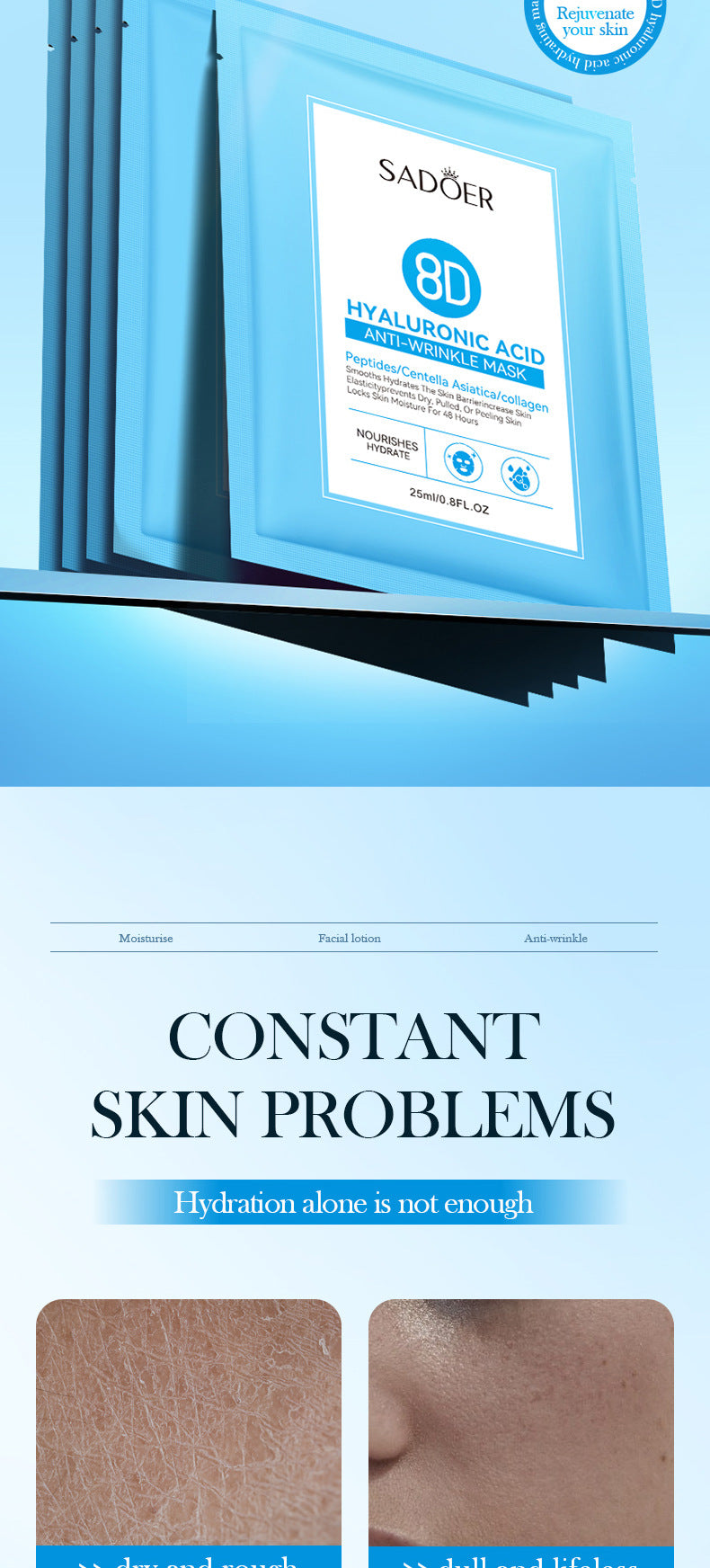 Hyaluronic Acid Mask25mlSADOER8D Anti-wrinkle Nourishing Hydrating Moisturizing  Wholesale