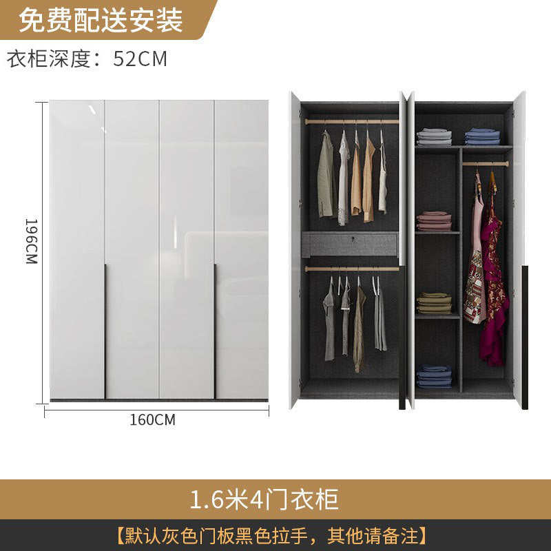 Modern Simple Wardrobe with Swing Doors, Storage Wardrobe with Dressing Table, Shelves, Side Cabinet, Bedroom Wardrobe, Entryway Installation