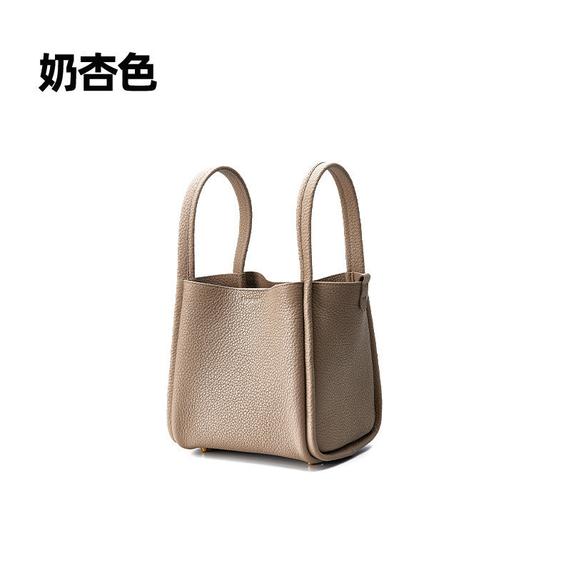 Medium Size Basket Series Women's Bag Top Layer Cowhide Fashion Women's Bag Large Capacity Shoulder Bag Crossbody Handbag Bucket Bag