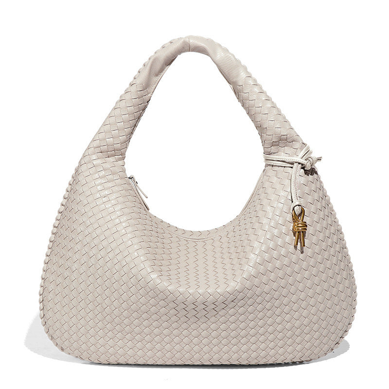 European and American New Crescent Women's Bag Fully Handwoven Handheld Dumpling Bag Fashionable Versatile European and American Style Single Shoulder Underarm Bag