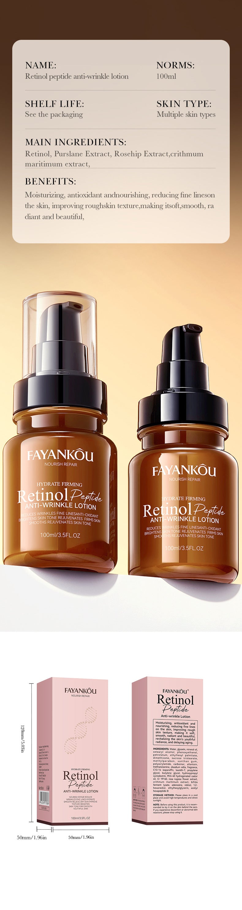 Retinol Peptide Skincare Series  FAYANKOU Amino Acid Facial Cleanser  Wholesale