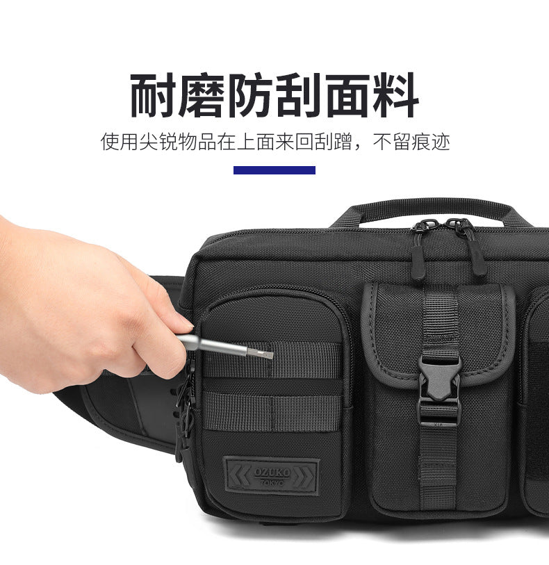 OZUKO Tactical Waist Bag Men's Multifunctional Crossbody Bag Waterproof Outdoor Large Capacity Sports Portable Men's Bag