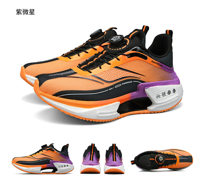 2025Men's and Women's Shock Absorption Breathable Non-Slip Sports Shoes Hollow Popcorn Carbon Plate Soft Sole Running Shoes Breathable Shock Absorption
