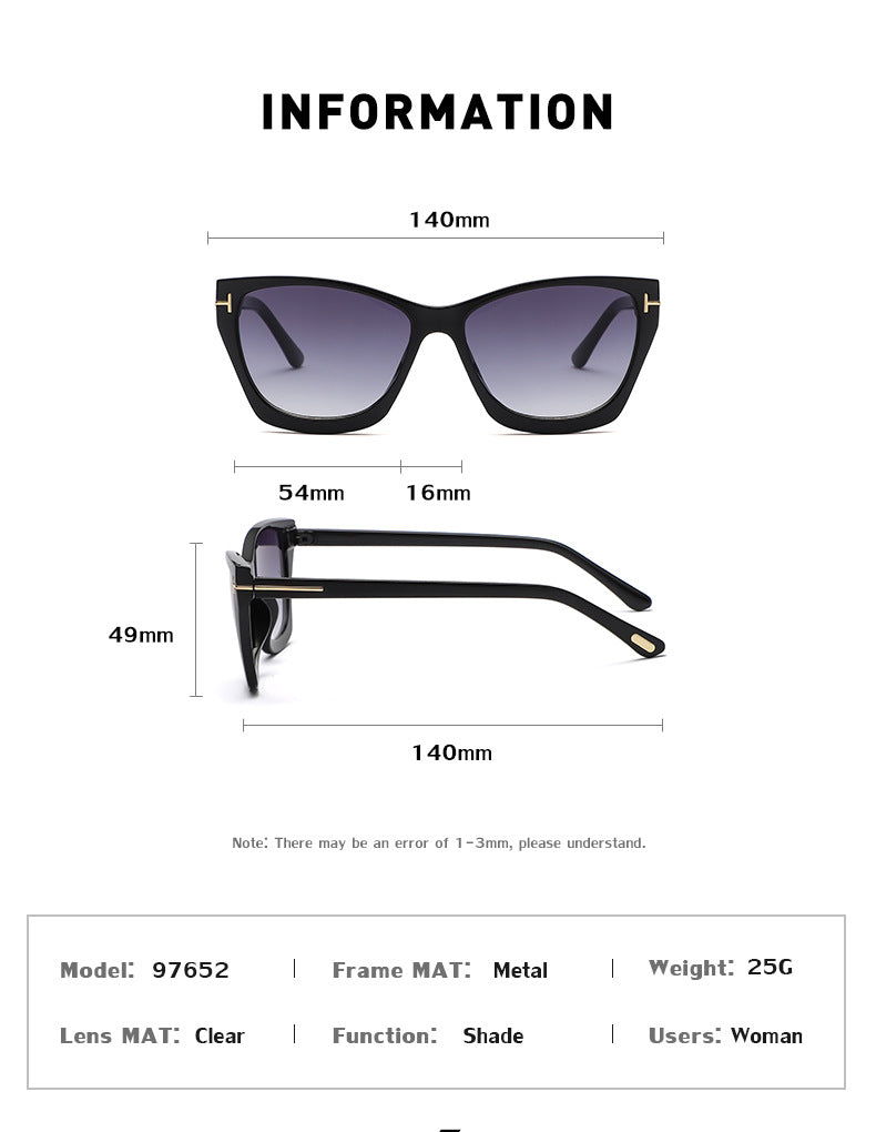 Vintage T Cat Eye Sunglasses for Women Fashionable High-End Sunglasses Trendy ins Street Style Full Frame Sun Protection Glasses shades