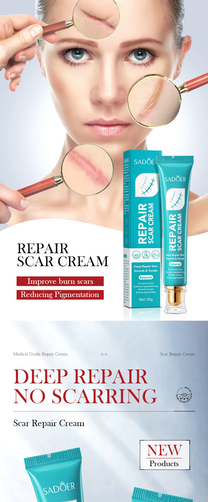 Scar Serum SADOER Hydrating, moisturizing, rejuvenating, nourishing face cream  foreign trade wholesale