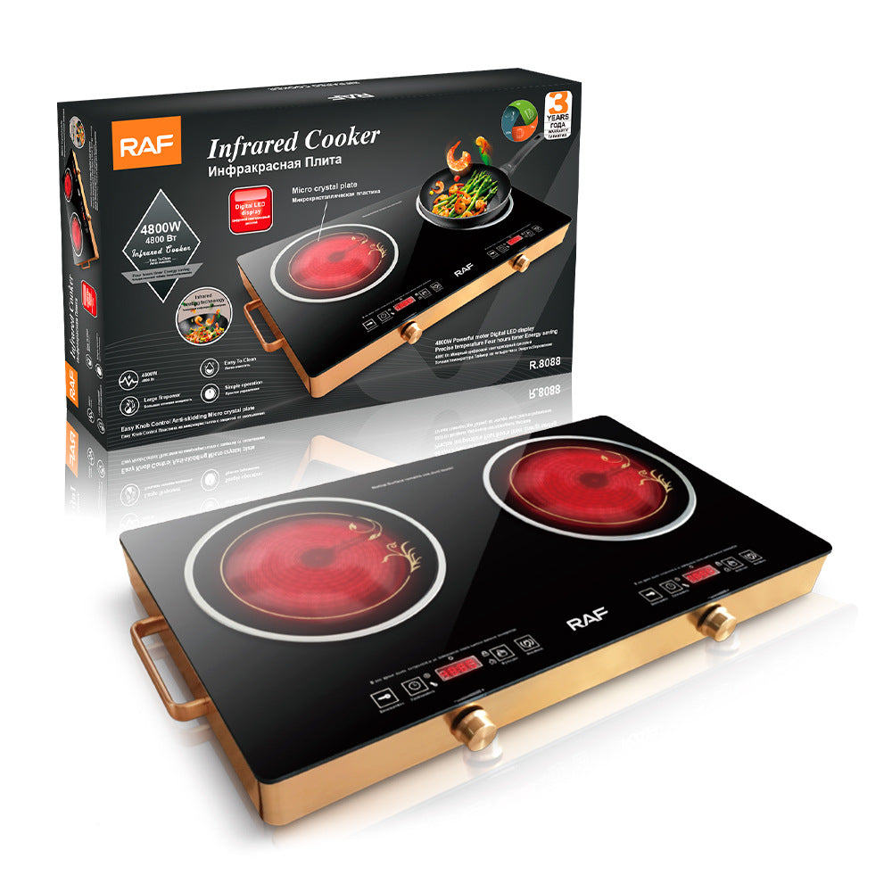 European Style Double Burner Energy-Saving Stove High-power Dual-burner Electric Ceramic Stove Household Multi-functional Light Wave Induction Cooker3500W