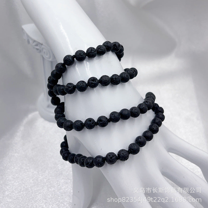 Women's Layered Turquoise Bracelet4mm Small Natural Stone Bracelet108Knotted Snowflake Volcanic Stone Long Bracelet