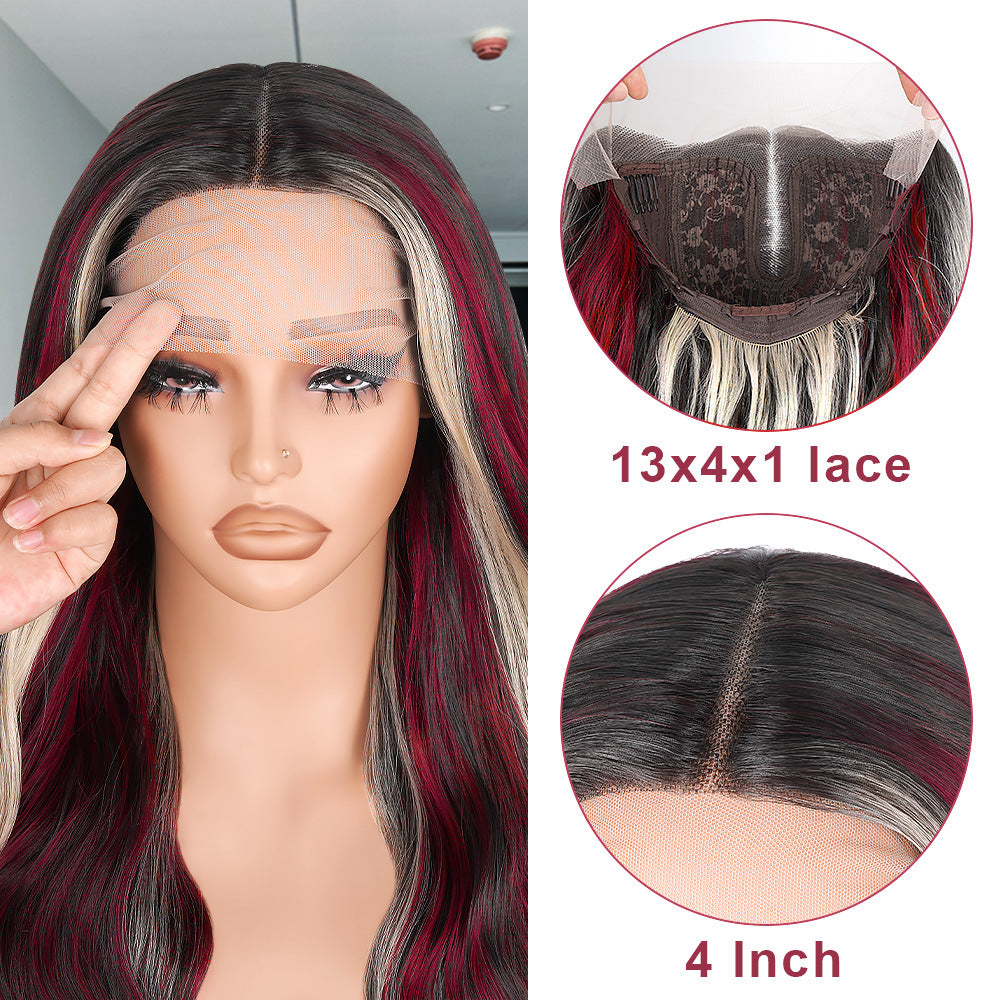 Red Black Highlight Wig 13X4 Synthetic Lace Front Wigs
