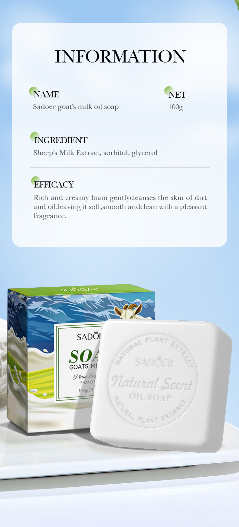 Plant and Fruit Scented Soap100g SADOER Cleansing, Moisturizing Handmade Soap  Wholesale