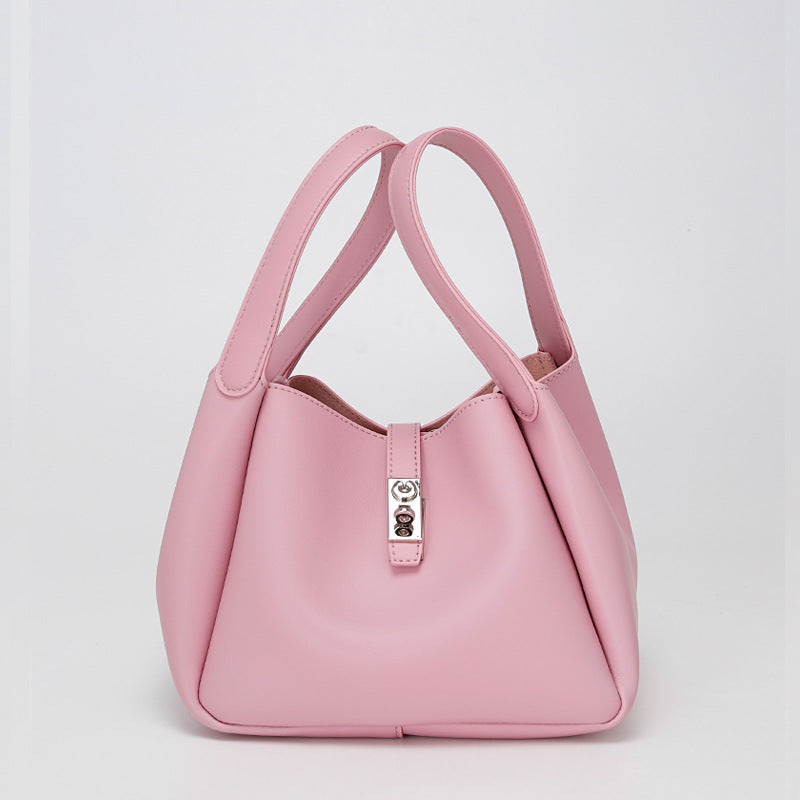 New Style Cowhide Vegetable Basket Bag for Women2024Summer Simple Fashion Large Capacity Single Shoulder Crossbody Bag Niche Lazy Style