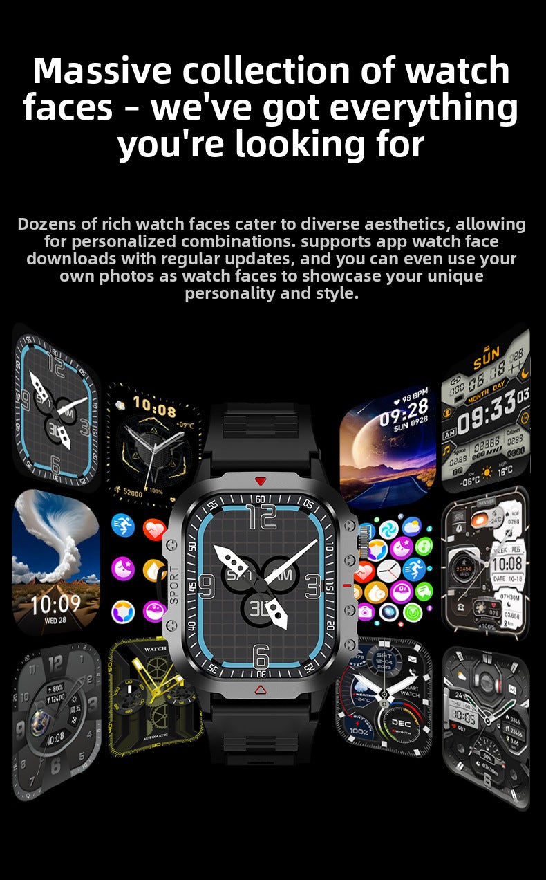 H11Smart Watch2.01inch Bluetooth Call Heart Rate Blood Sugar Smart Island Message Reminder Three-Proof Sports