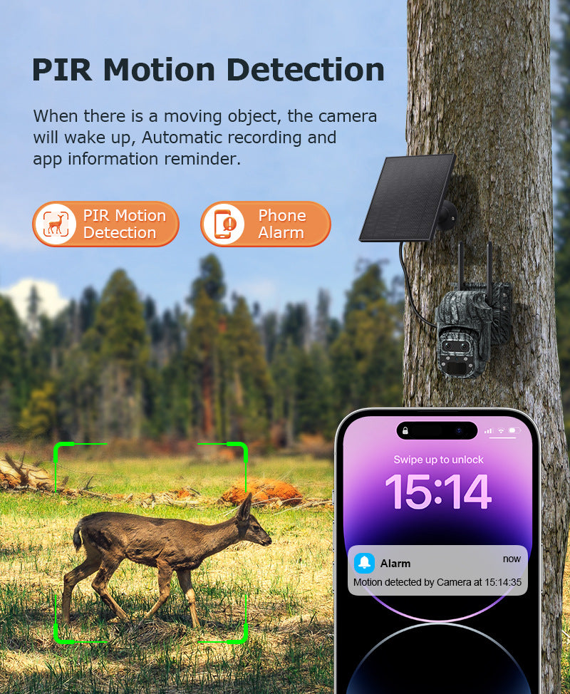 Exclusive Supply600Wan HD Night Vision Camera Low Power Consumption4G Solar Camouflage Camera12Zoom