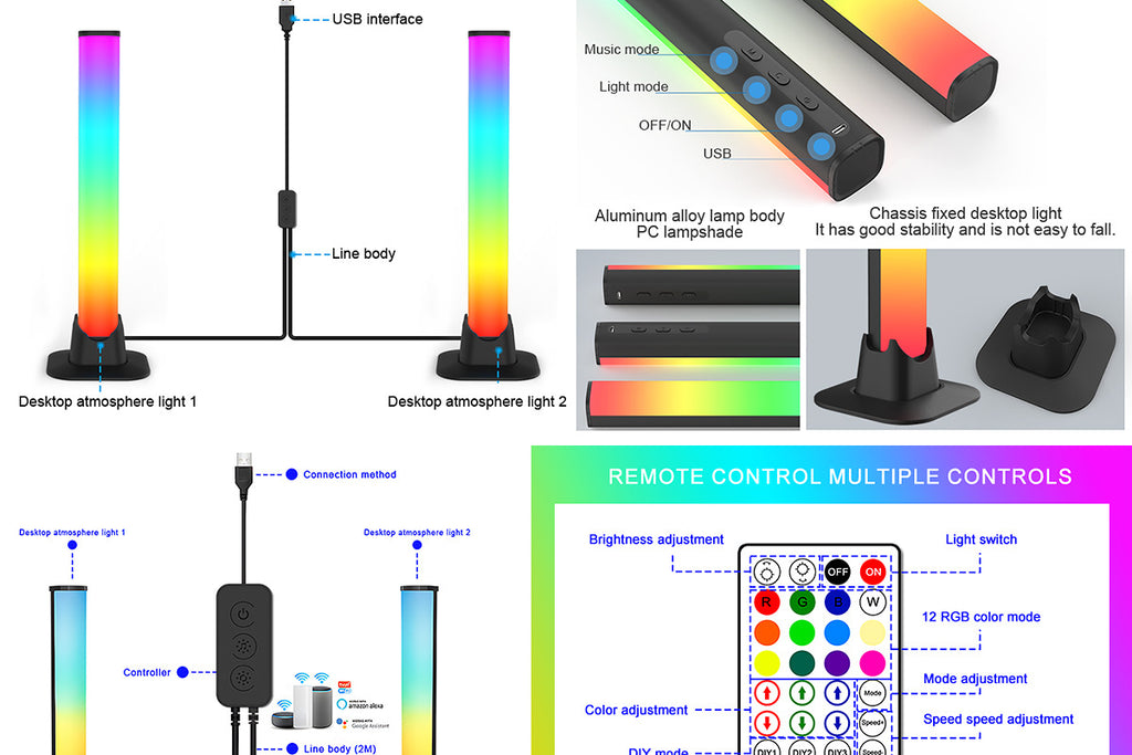 Exclusive Supply LED Bluetooth Desktop Lamp USB Computer Ambient Light RGB Magic Color WIFI Intelligent Sound Pickup Ambient Light