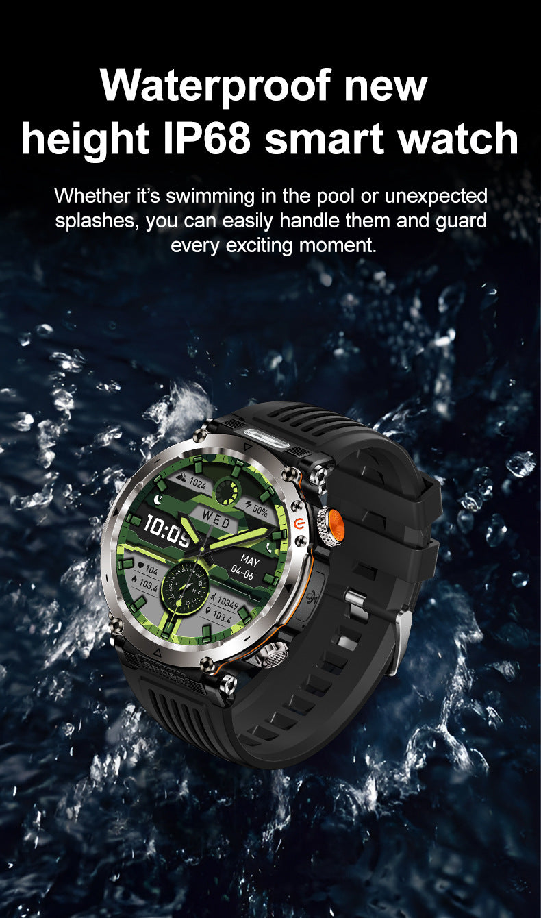 HT30Smart Watch Bluetooth Call True Heart Rate Step Count Sleep Monitoring Deep Waterproof Flashlight Sports Three-Proof