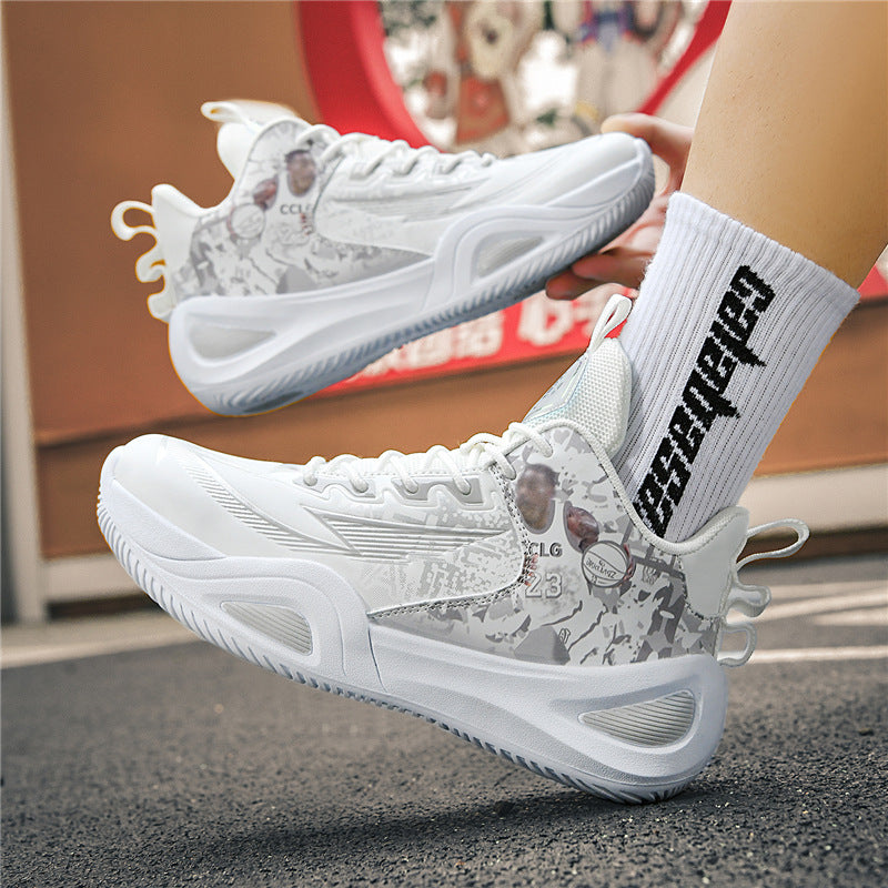 New Trendy Fashion Men's Youth Student Practical Basketball Boots Outdoor Sports Letter Non-Slip Basketball Shoes