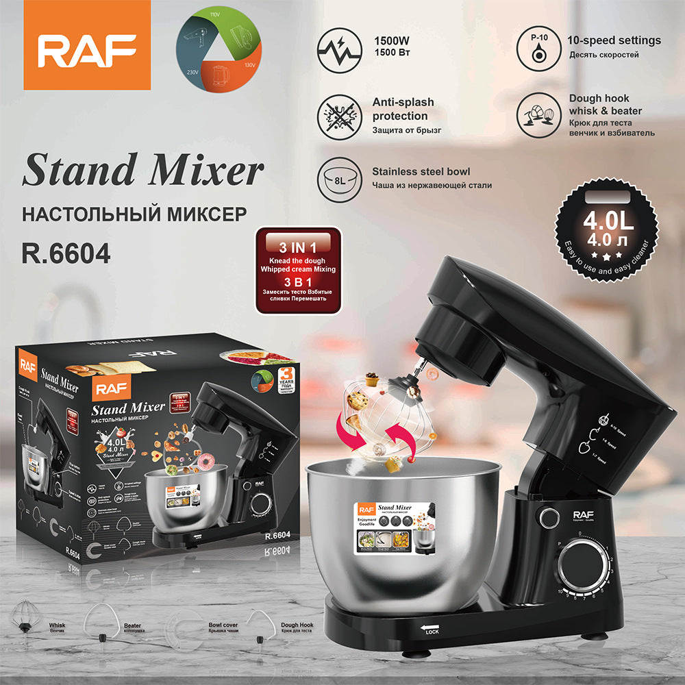RAF European Standard Household Multifunctional Kitchen Machine Stainless Steel Bowl High Power Dough Mixer Egg Beater Whisk Mixer