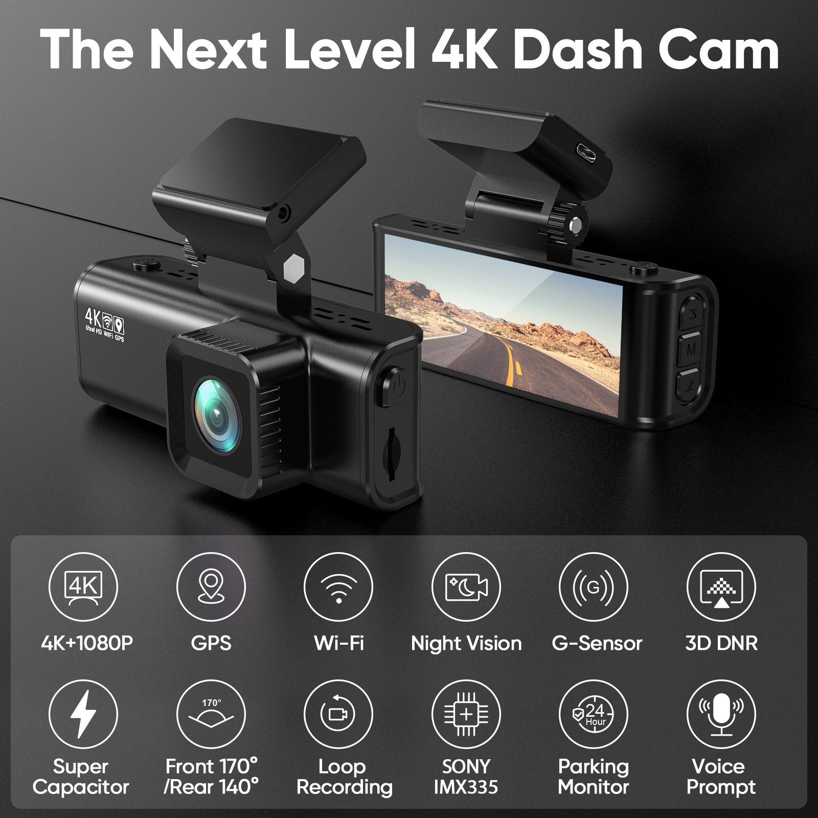 V56 3.18Inch Screen4K+1080P Driving Recorder REDTIGER F7N Optimized Driving Recorder wifi