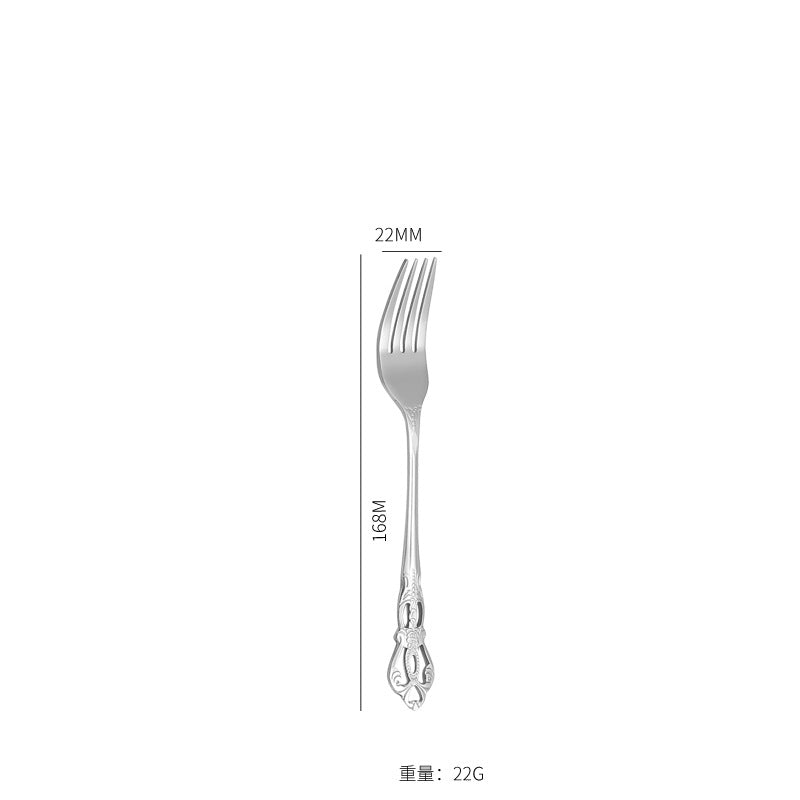 Stainless Steel Cutlery Restaurant Royal Court Knife Fork Spoon Set Hotel Western Cuisine European Retro Relief Steak Knife Fork