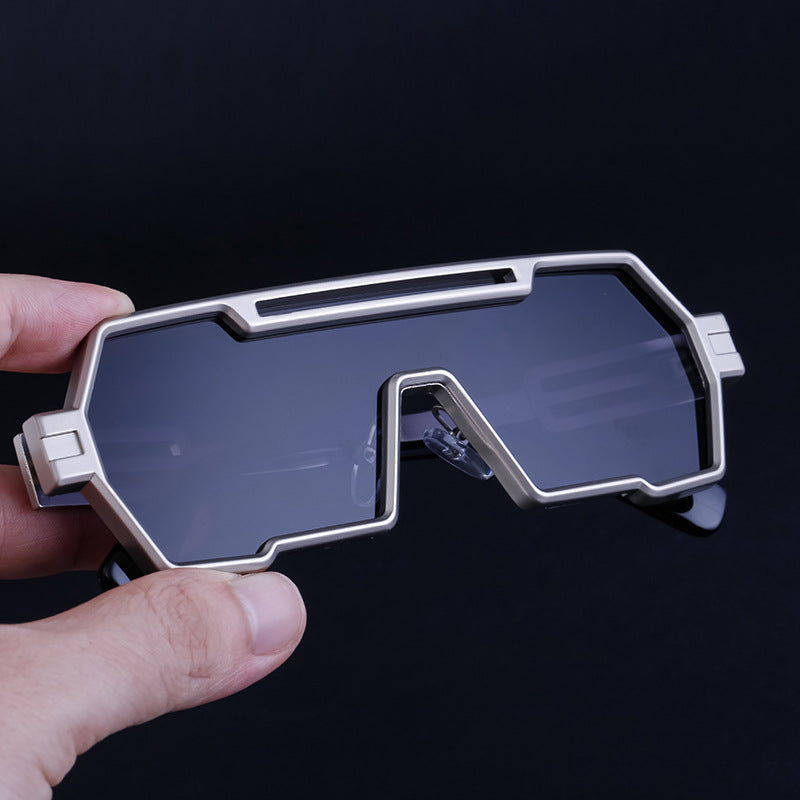 Vintage Sunglasses for Men, Steampunk Style, Irregular Sunglasses, High-End Driving Glasses, Sun Protection Integrated Glasses for Women