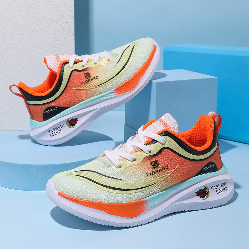 Children's Running Shoes Spring Summer Boys and Girls Shoes Flyknit Lightweight Breathable Elementary School Students Racing Sports Shoes for Young Children