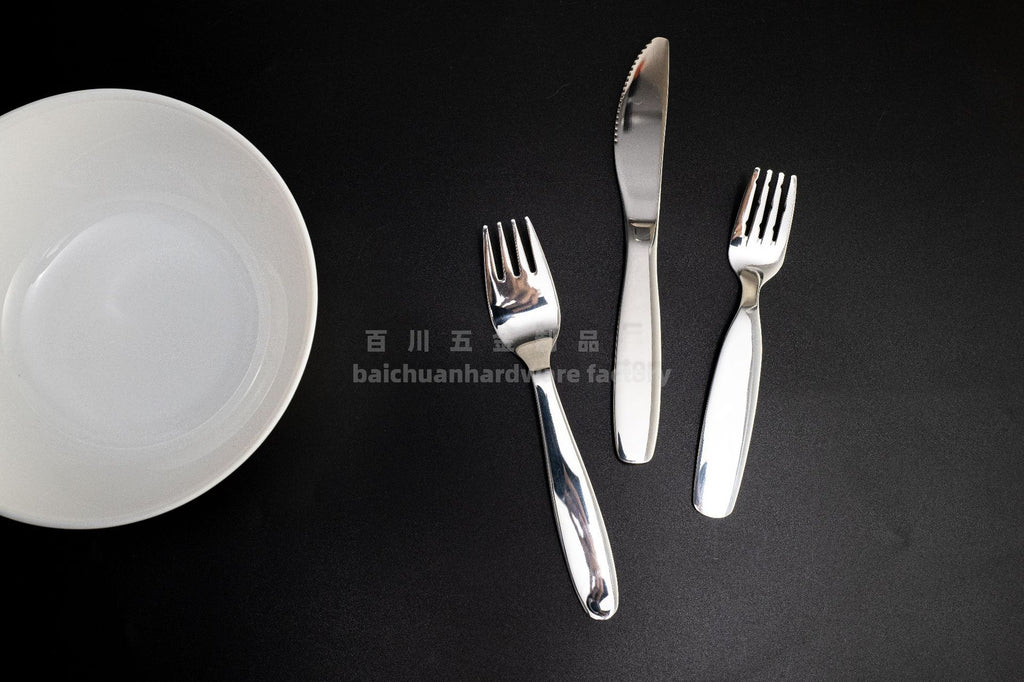 304Stainless Steel Knife Fork Spoon Children's Rice Spoon Household Baby Baby Food Spoon Fruit Fork Portable Tableware Set