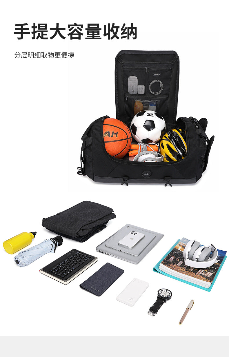 New Men's Travel Bag Large Capacity Sports Fitness Bag Waterproof Handheld Multifunctional Short Trip Backpack Yoga Bag