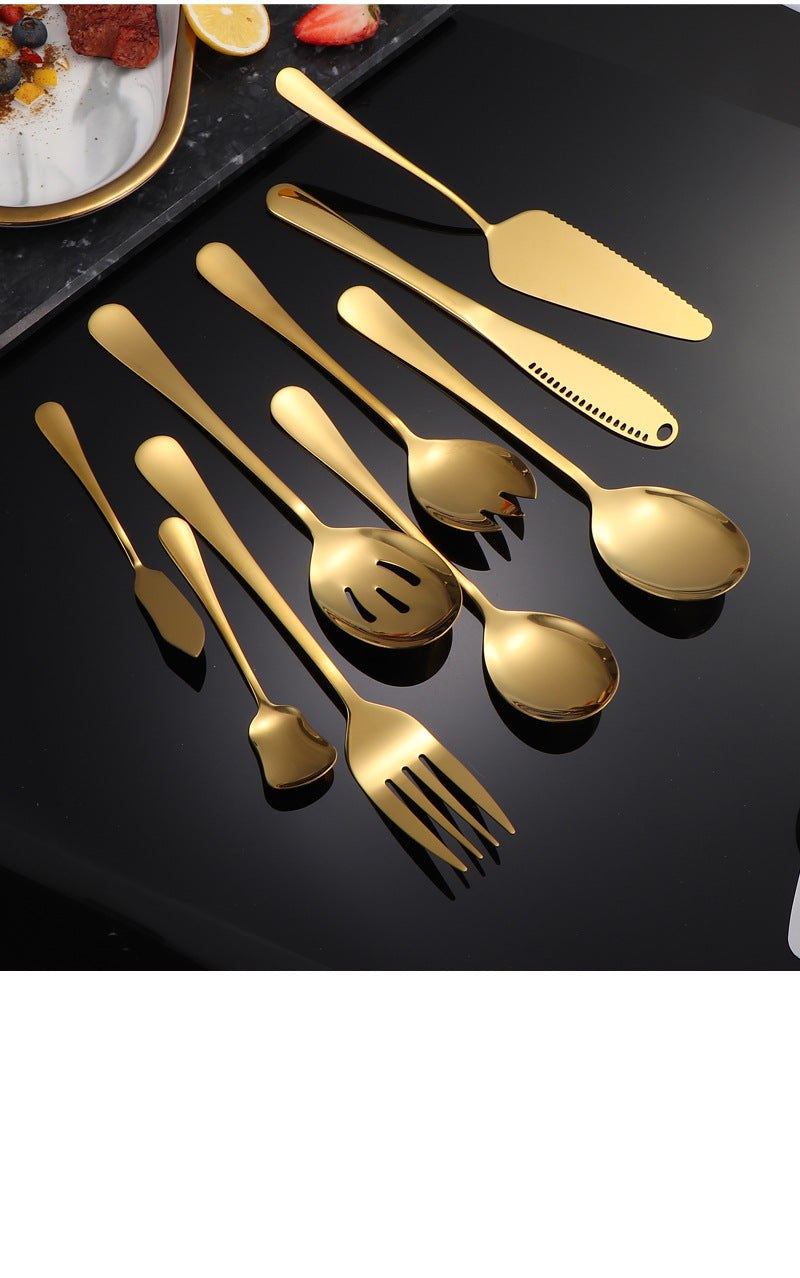1010Stainless Steel Public Tableware Salad Dessert Spoon Fork Hotel Restaurant Self-service Spoon Fork Set