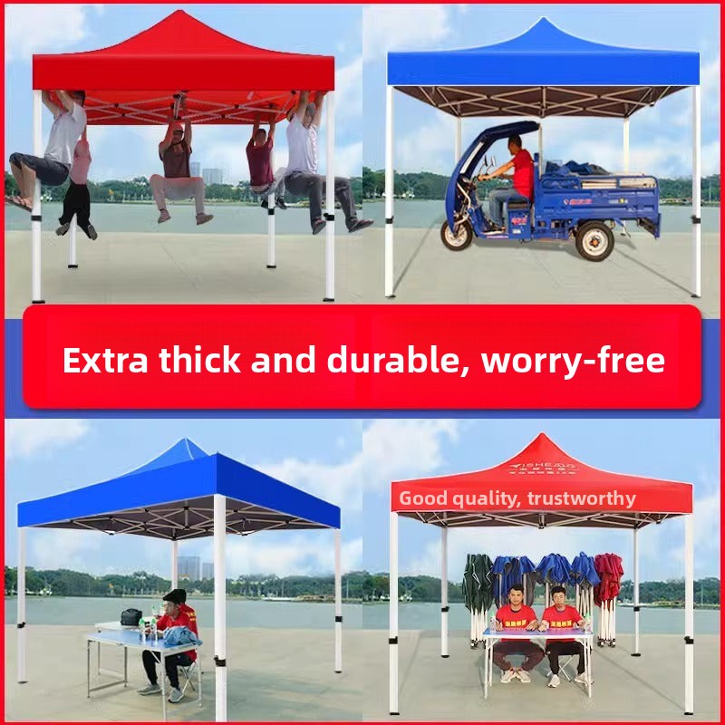 Outdoor Tent Advertising Retractable Folding Sunshade Large Umbrella Four-legged Umbrella Canopy Parking Rainproof Shelter Four-corner Stall Use