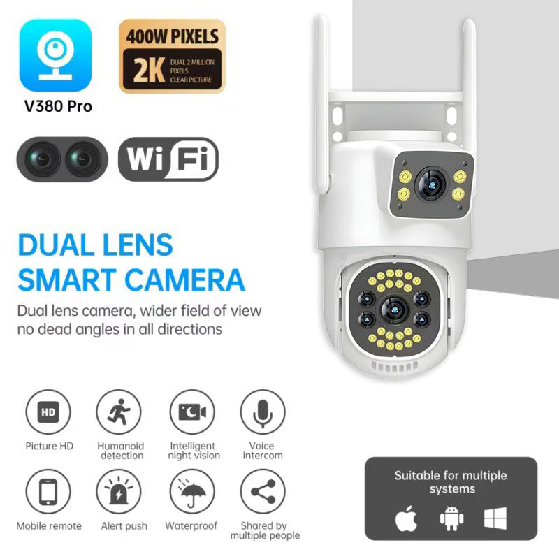 V380Surveillance Camera Wholesale Outdoor360Rotating camera binocular high-definition surveillance camera