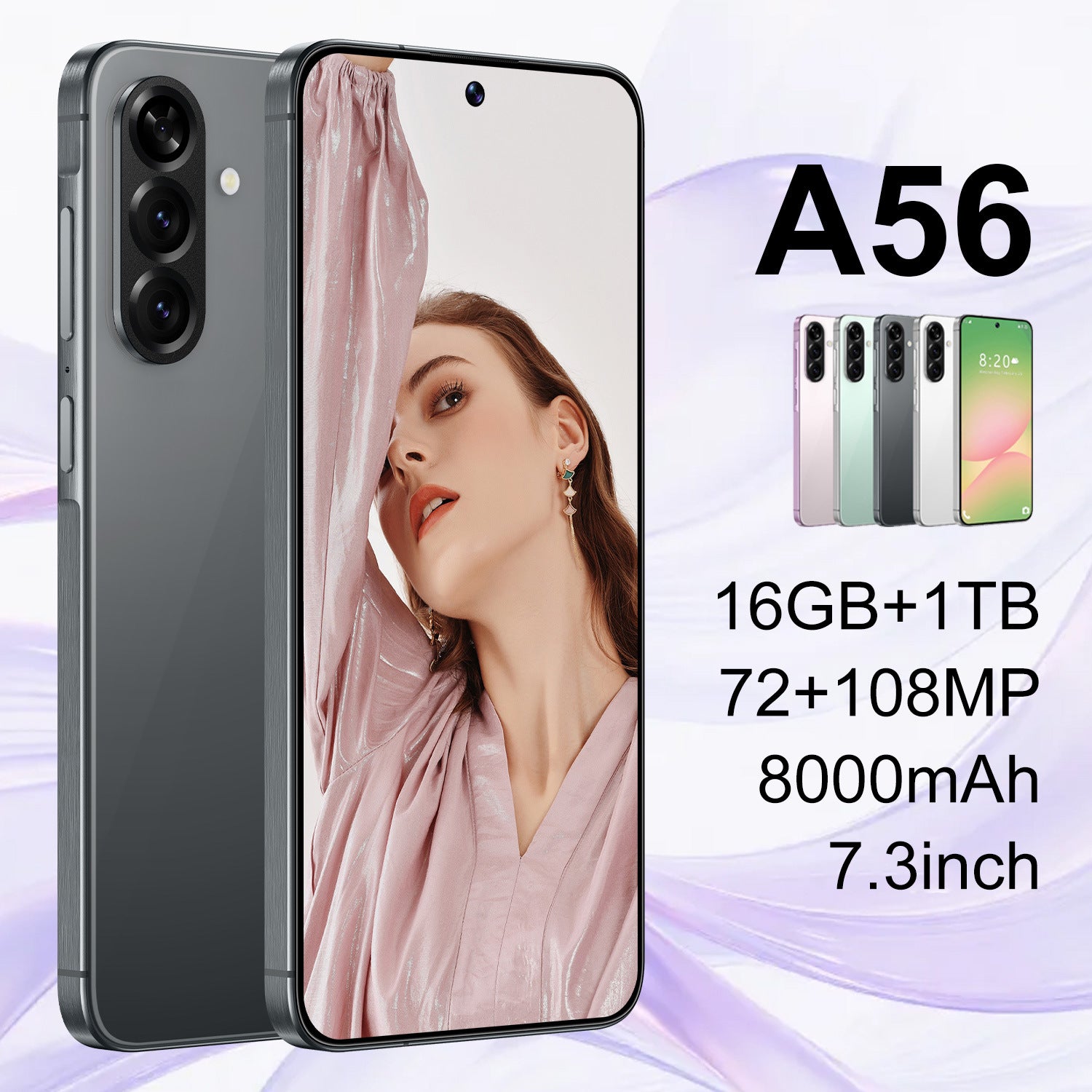A56Smartphone16+1T Android7.3Inch Large Screen AliExpress Hot Selling E-commerce Available