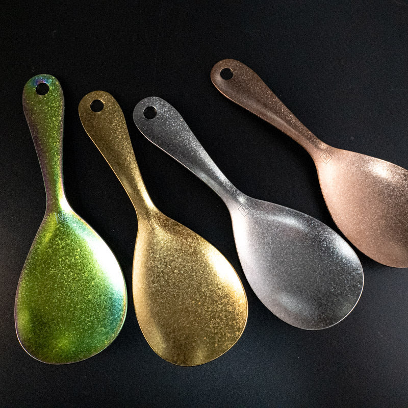 Pure Titanium Rice Spoon Ice Flower Household Hammered Texture Rice Serving Lightweight Spoon Creative High-Value Crystal Colorful Camping Outdoor