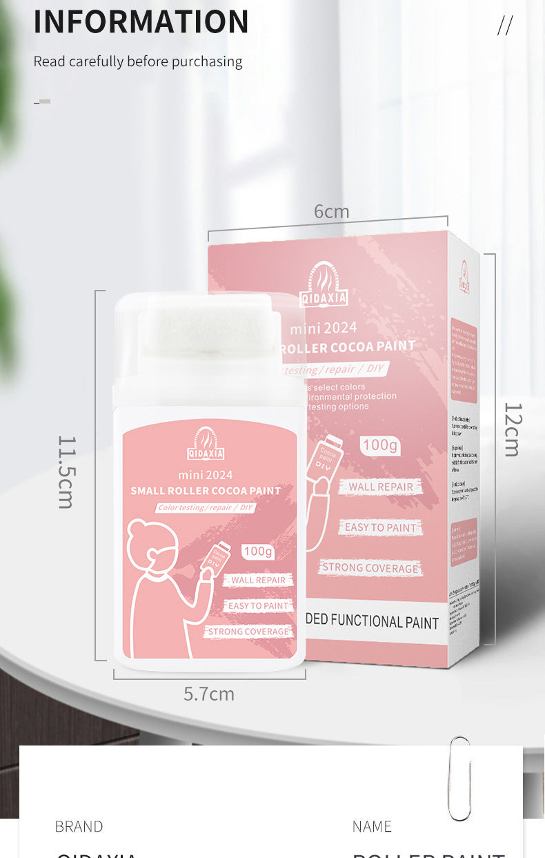 Qixia Colorful Mini Paint Coco Paint Odorless Graffiti Paint Small Roller Paint Wall Small Roller Brush Paint Latex Paint
