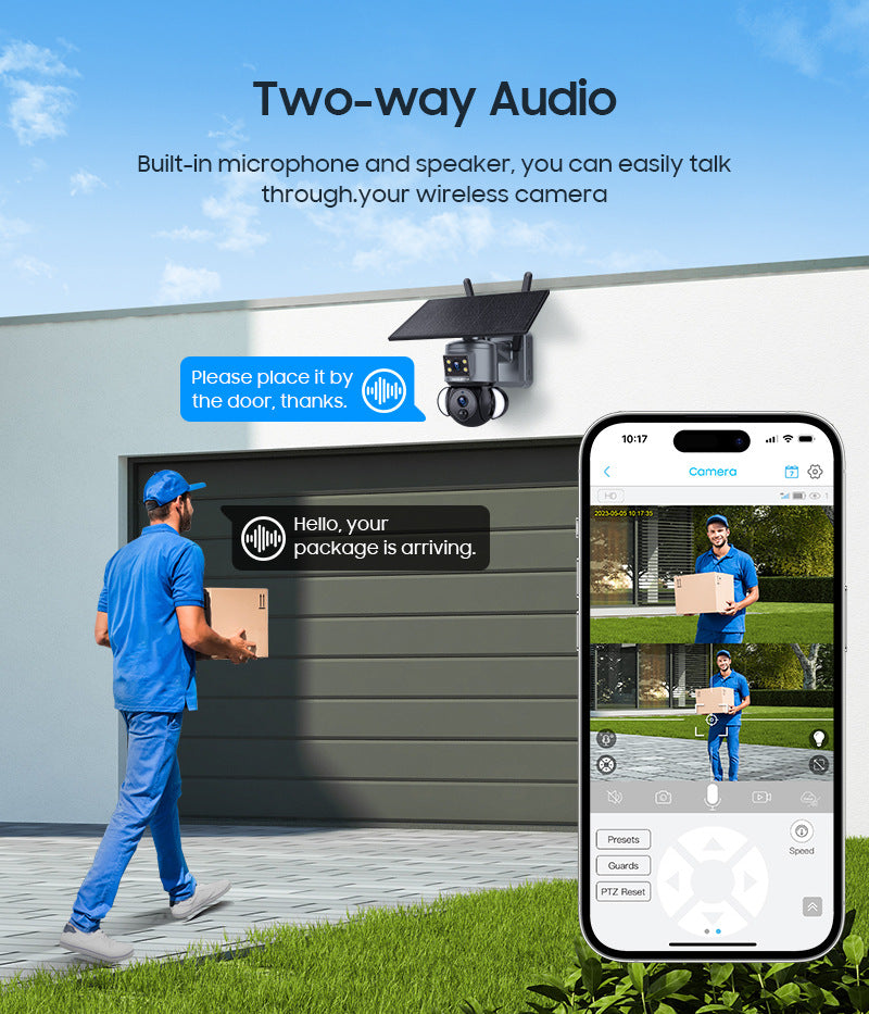 Private Model AOV Solar-powered Camera6MP HD Dual Lens Surveillance Camera UBOX Low Power Monitoring