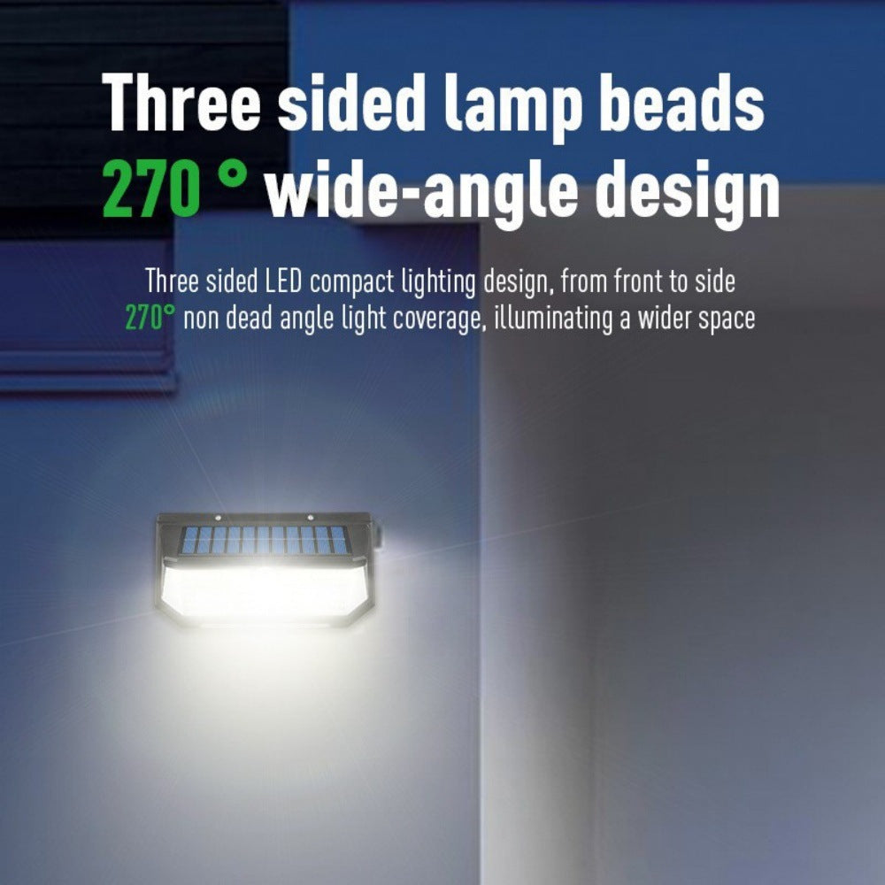 New Solar Light Human Body Sensing Wall Light Five Sides LED Lamp Waterproof light red and blue flashing solar street light