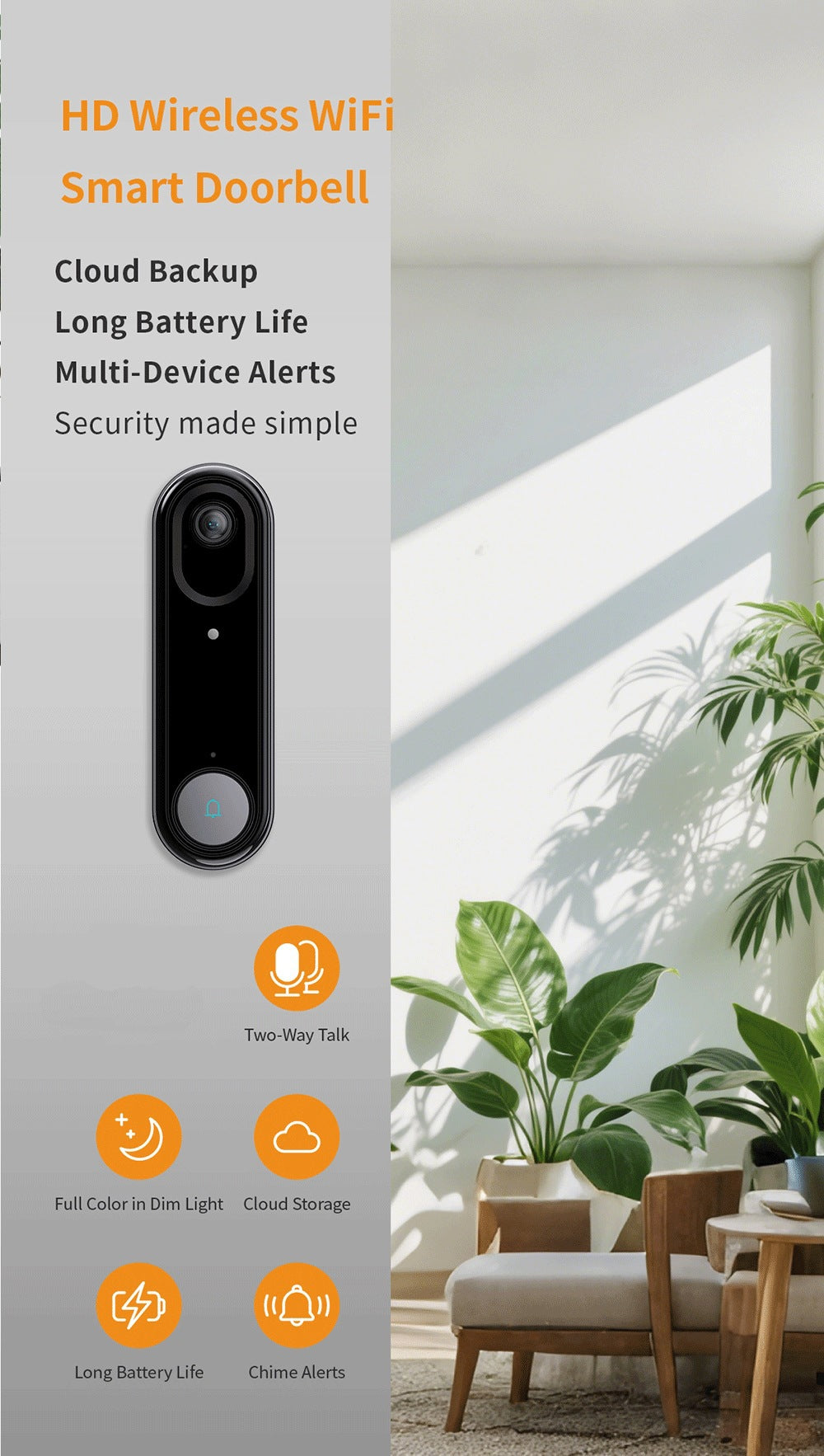 Intelligence Z80Doorbell for Home Use Low Power Consumption Wireless wifi Video Doorbell HD Night Vision Surveillance Doorbell with Ding Dong