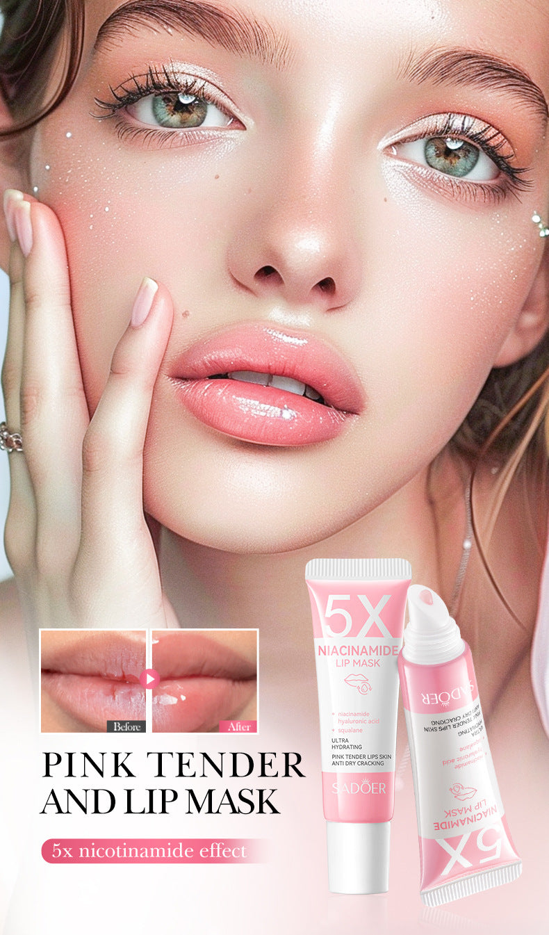 5Niacinamide Lip Mask SADOER Pink anti-chapped hydrating lip balm  wholesale