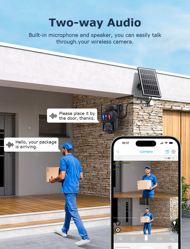 4G Wireless Trinocular Multi-view Remote Control1510x Zoom Solar-Powered Camera600Ultra HD Night Vision