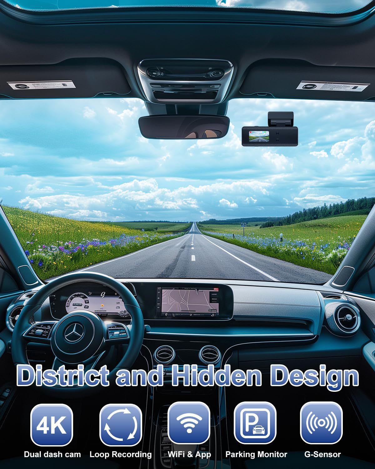 K02Driving Recorder Mobile Phone Interconnection WiFi High Definition Ultra Wide Angle Night Vision No Installation Required4K Vehicle Recording