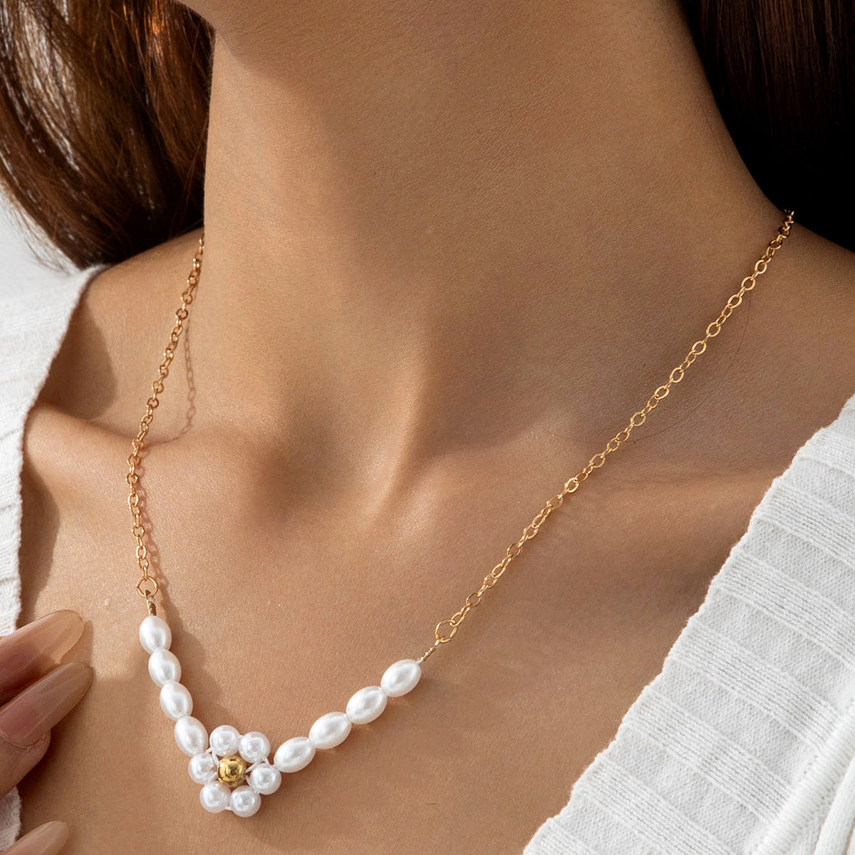 European and American Style Jewelry Colorful Square Inlaid Diamond Single Necklace Geometric Chain Imitation Gemstone Single Layer Collarbone Chain