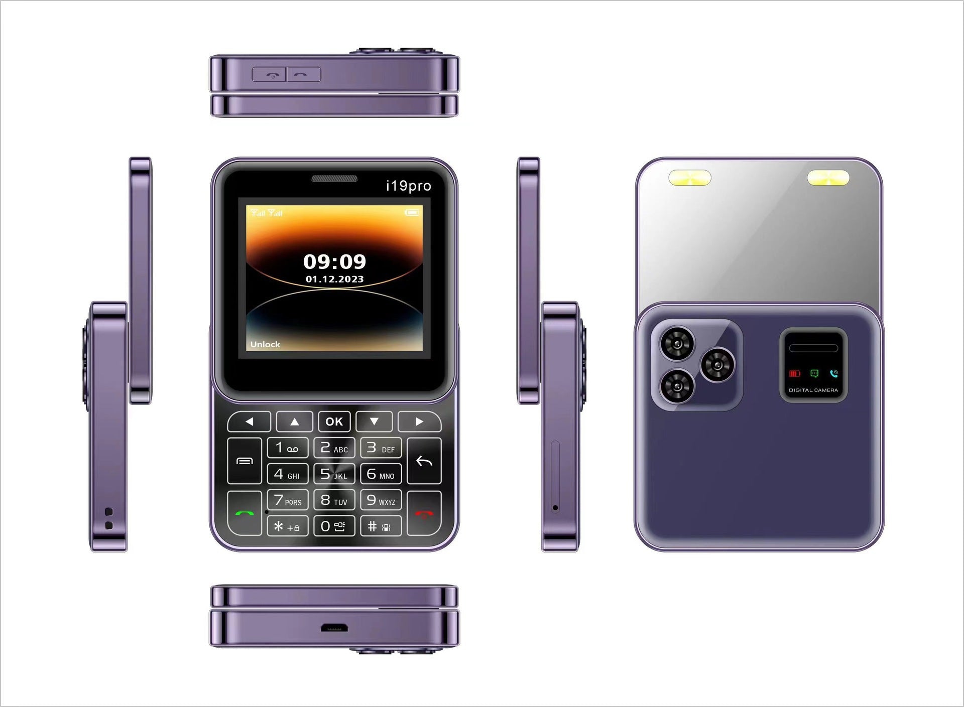 New i19pro Dual SIM Mobile Non-Smartphone,Rotating Phone Buttons for Elderly2G Mobile phone