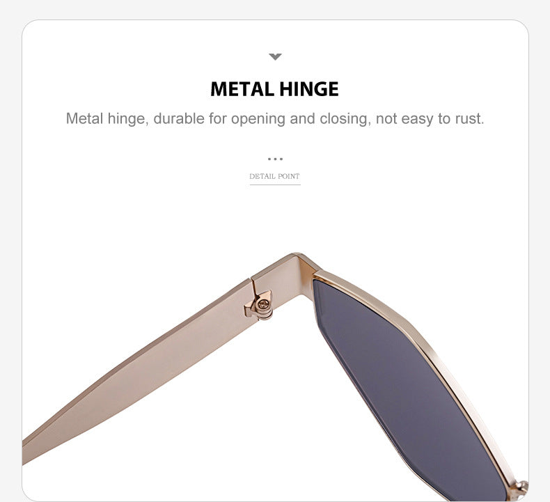 European and American Fashion Irregular Metal Sunglasses for Women Trendy Personality Wide Temple Sunglasses Wholesale sunglass