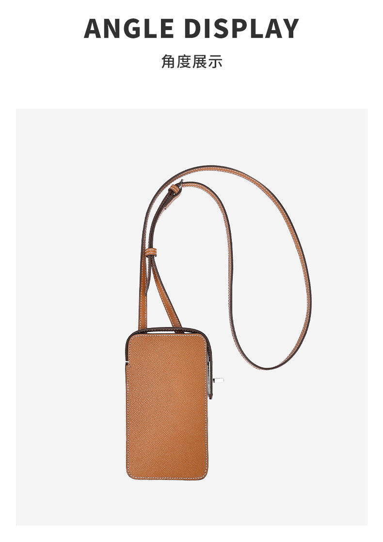 European and American New Style Cowhide Phone Bag for Women, Crossbody Small Bag with High-end Feel, Lightweight Mini Women's Bag, Simple Design