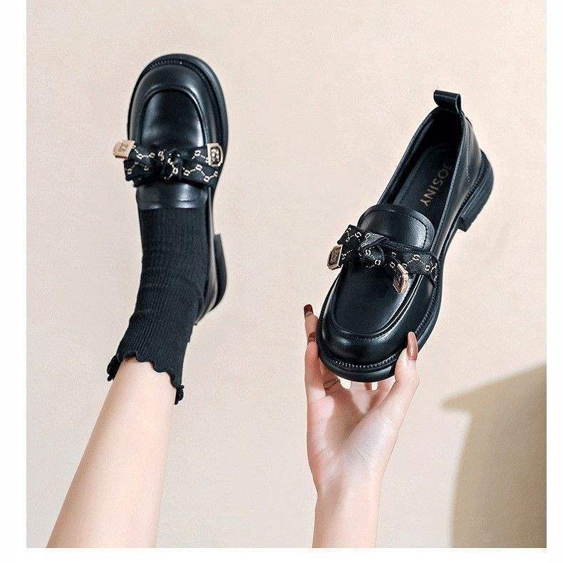 Guirenfang Bowknot British Style Loafers for Women2025New Four Seasons Slip-On Fashion Women's Single Shoes Small Leather Shoes