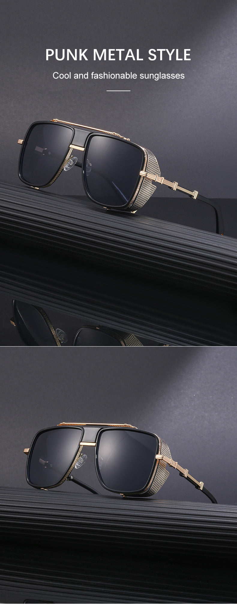 European and American Steampunk Sunglasses for Men, UV Protection, Full Coverage, Sunscreen Sunglasses for Women, Trendy Wholesale Glasses