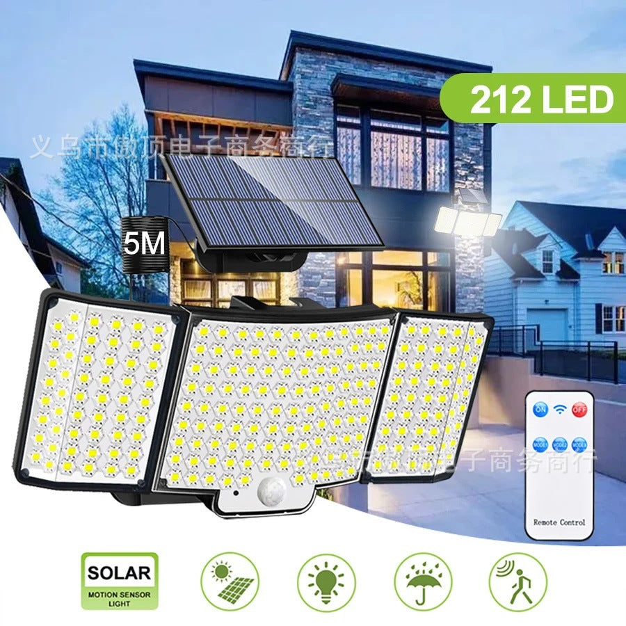 Outdoor Solar Split Street Light, Automatically Brightens After Dark, Garden Light with Human Body Sensor Wall Light Waterproof LED Lamp