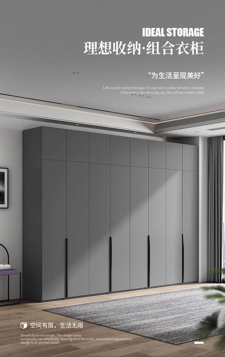Flat Door Wardrobe for Home Bedroom, Easy Assembly, Suitable for Rental Rooms, Small Apartments, Three-Door, Four-Door, Five-Door, Six-Door Large Wardrobe